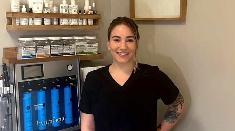 Esthetician Gillian Woods at G Made Beauty spa in Patchogue.